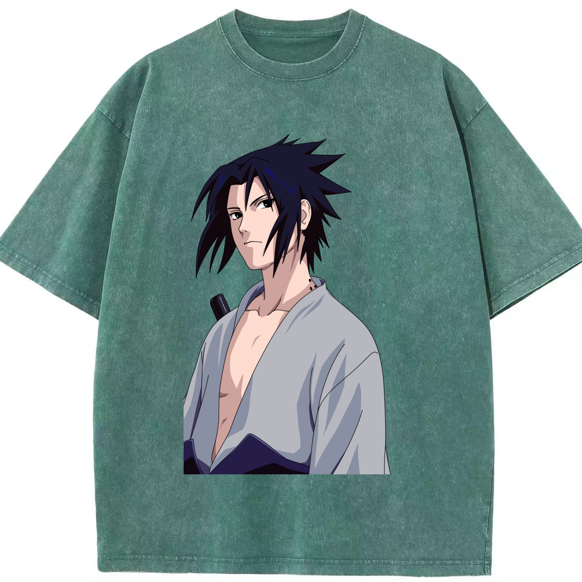 （画像用） NARUTO -ナルト- うちは サスケ Uchiha Sasuke 綿100% ヴィンテージ風 半袖Tシャツ（フロントプリント）